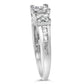 10K White Gold 1/2 Cttw Brilliant & Baguette Cut Diamond 3 Stone Design with 3 Square Clusters Engagement Ring (H-I Color, SI2-I1 Clarity) - Size 6-3/4
