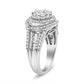 14K White Gold 1 1/2 Cttw Diamond Floral Cluster and Studded Shank Halo Ring (H-I Color, SI2-I1 Clarity) - Ring Size 7