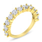 14K Yellow Gold Plated .925 Sterling Silver 2.00 Cttw Shared Prong Set Round-Diamond 11 Stone Band Ring (J-K Color, I1-I2 Clarity) - Size 7