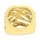 10K Yellow Gold 3.00 Cttw Diamond Multi Row Bypass Wave Cocktail Band Ring (J-K Color, I1-I2 Clarity) - Size 7