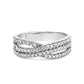 10K White Gold 3/4 Cttw Princess Natural Diamond Split Shank and Weave Band Ring (H-I Color, SI1-SI2 Clarity) - Ring Size 7