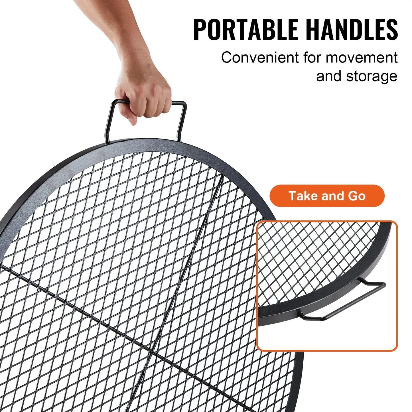 30 Inch Fire Pit Grill Grate Round Steel Cooking Mesh