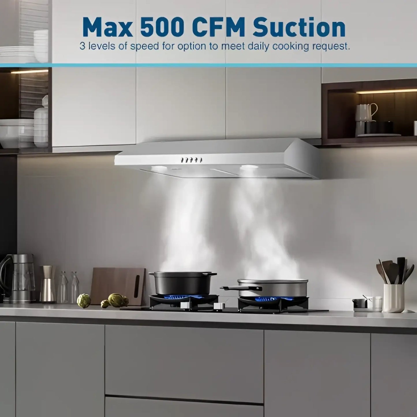 30 Inch Under Cabinet Range Hood 500 Cfm Stainless Steel