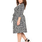 Leota's Curve Women Wrap 3/4 Sleeve Dress Zig Zag Black White
