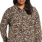 Leota Women's Jada Leopard Print Jersey Blouse Brown Size 1X
