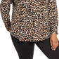 Leota Women's Jada Leopard Print Jersey Blouse Brown Size 1X