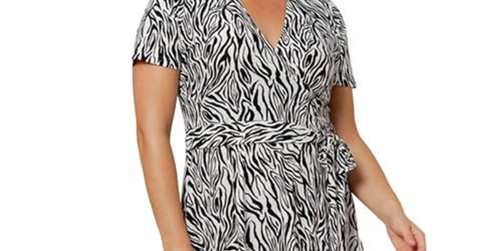 Leota Women's Perfect Wrap Midi Dress Black Size 3X