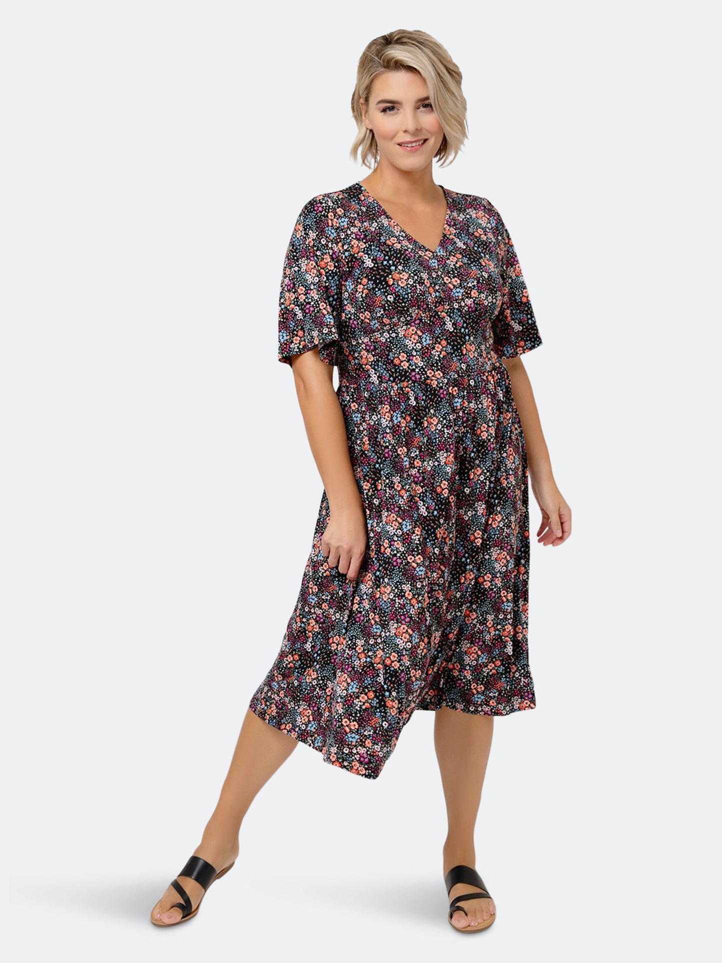 Leota Women's Confetti Floral Lord & Taylor Zoe Dress Black