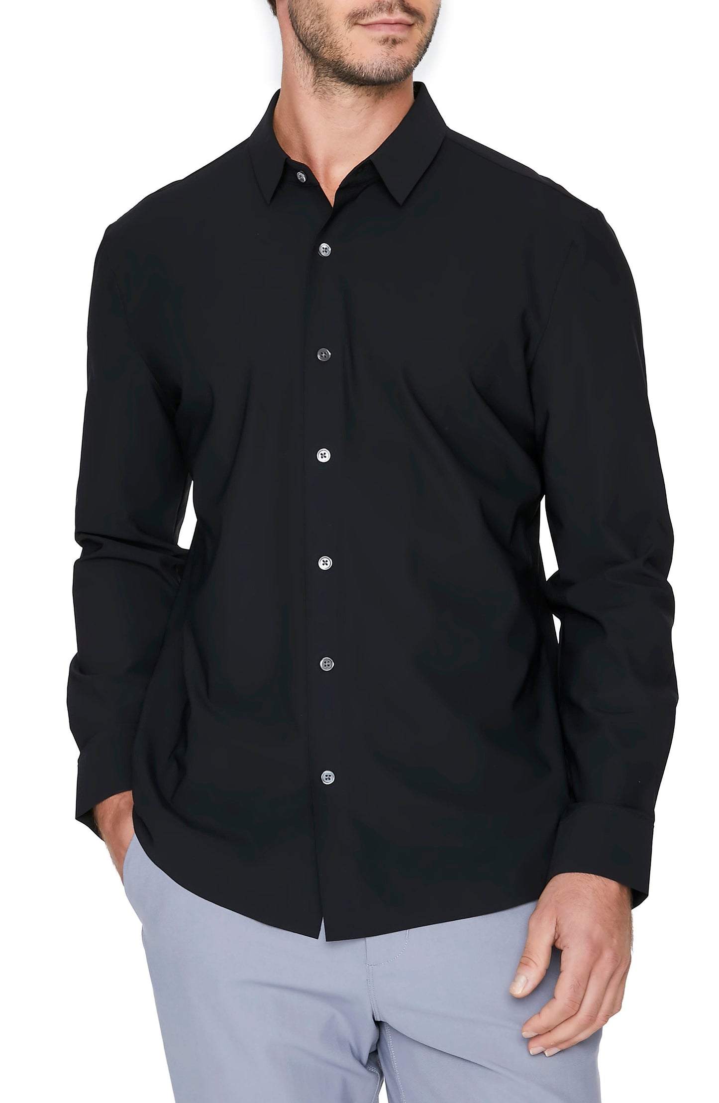 young-americans-slim-fit-performance-shirt-black