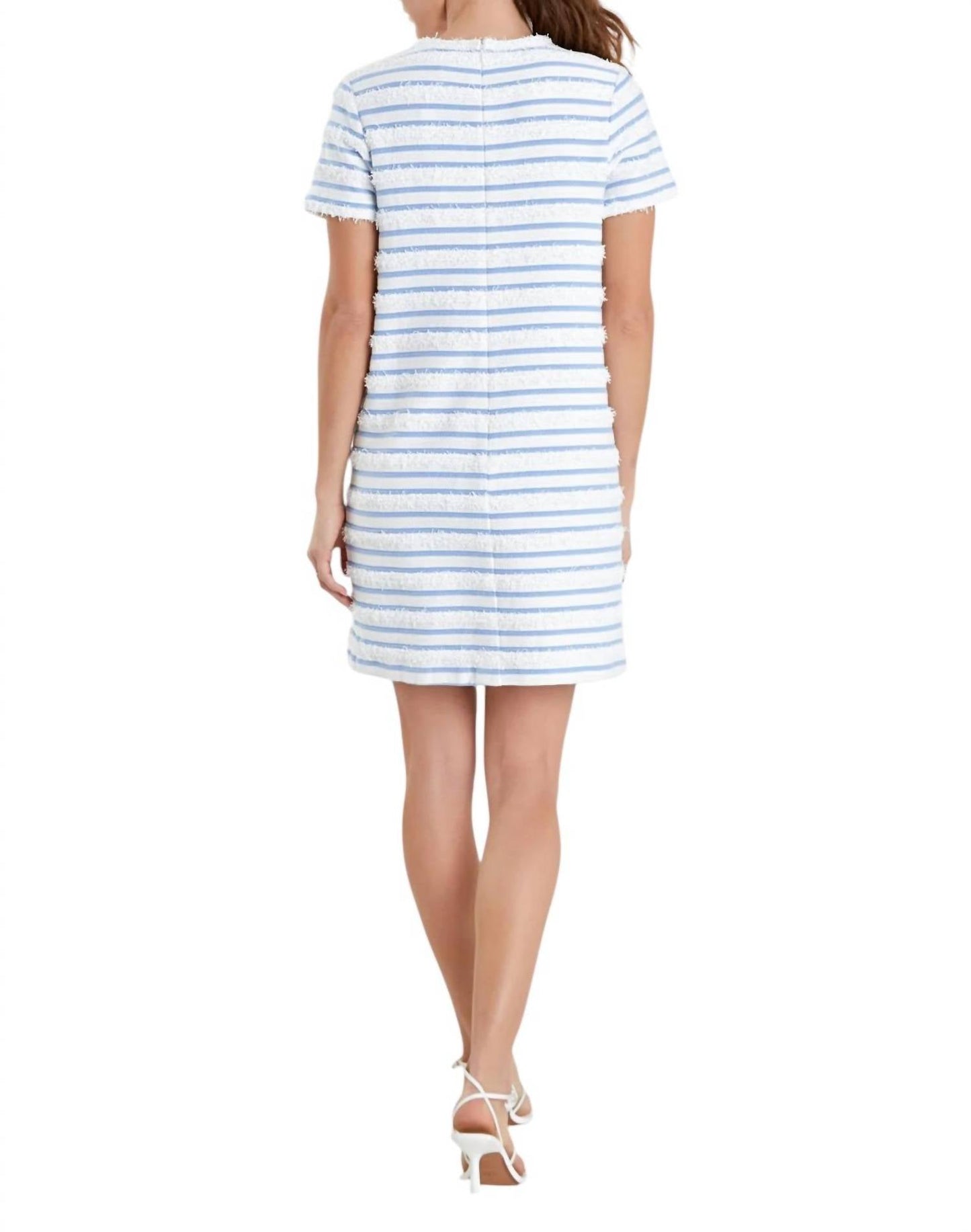 2.7 August Apparel - Fringed Striped Polo Mini Dress