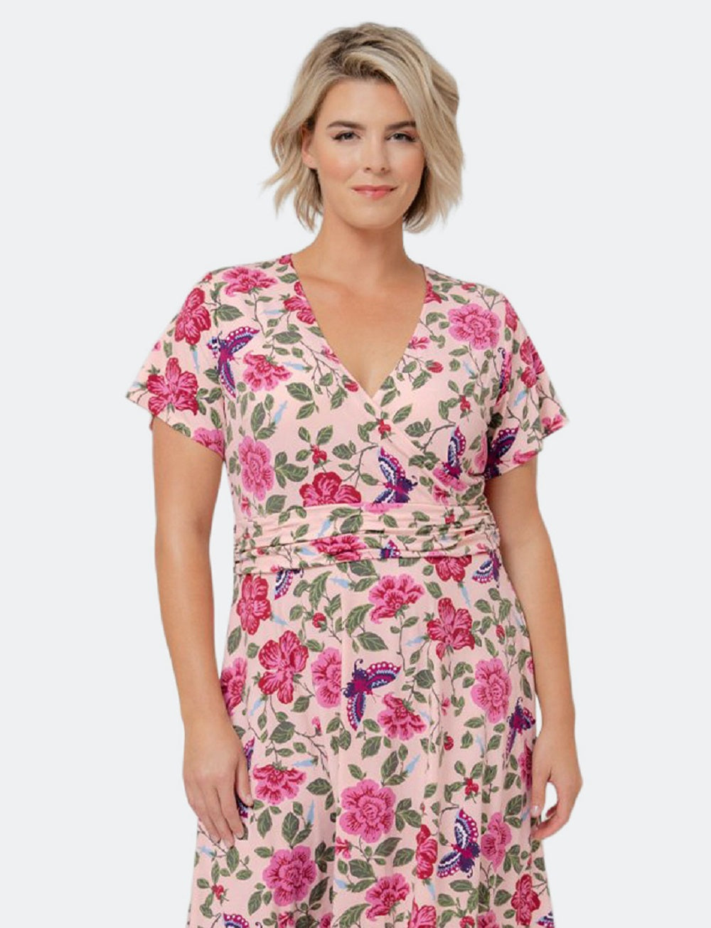 Leota Women's Amiya Floral Print MIDI Dress Red Size 1X