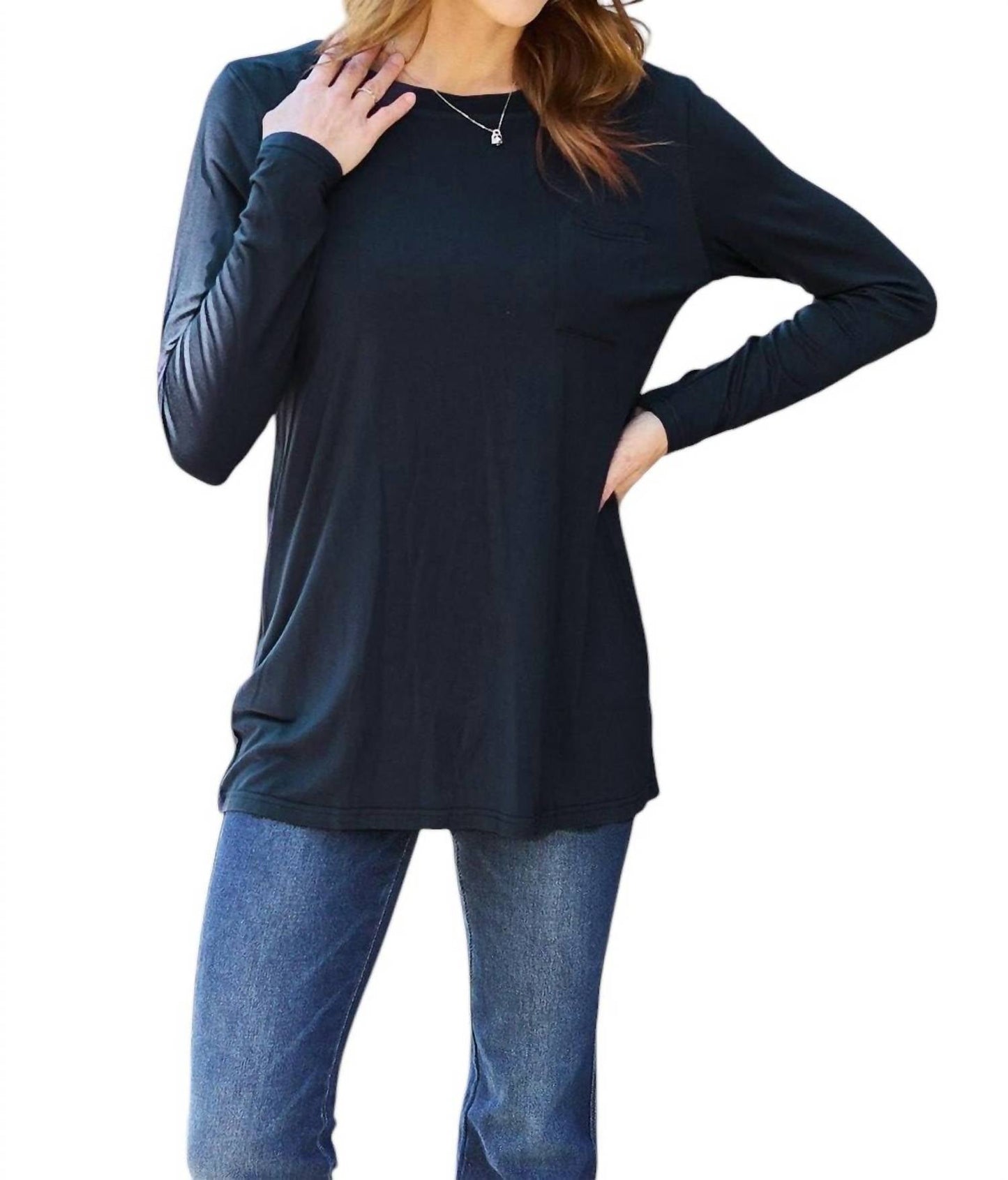 Basic Bae - Luxe Long Sleeve Top With Pockets