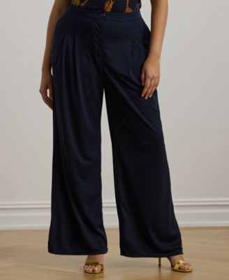 Lauren Ralph Lauren Plus Size Stretch Jersey Wide Leg Pants