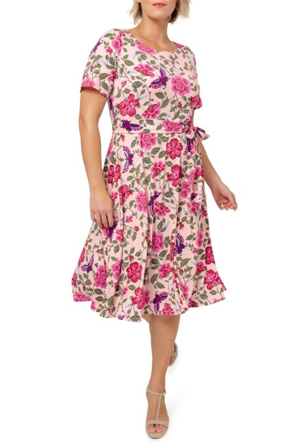 Leota Women's Giselle Floral Dress Pink Size 2X