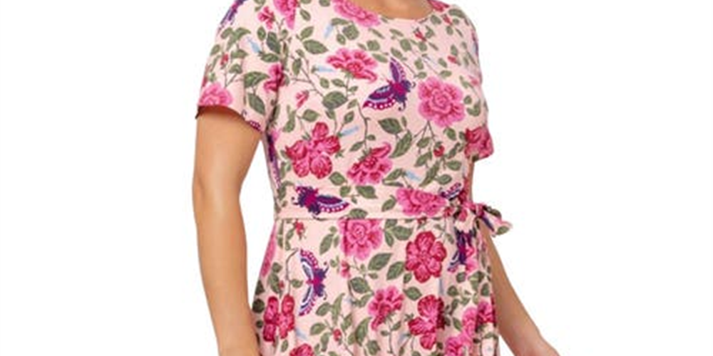 Leota Women's Giselle Floral Dress Pink Size 2X