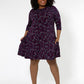 Leota Women's Melanie 3/4 Sleeve Dress (Curve) Purple Size 2X