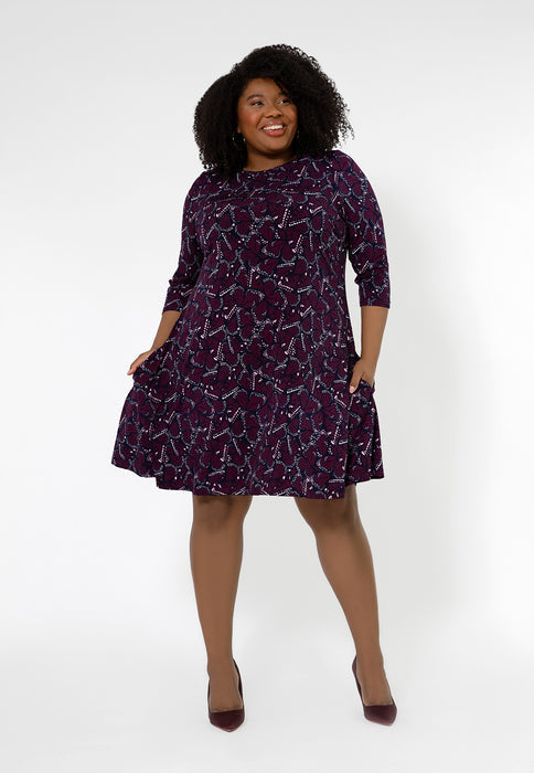 Leota Women's Melanie 3/4 Sleeve Dress (Curve) Purple Size 2X