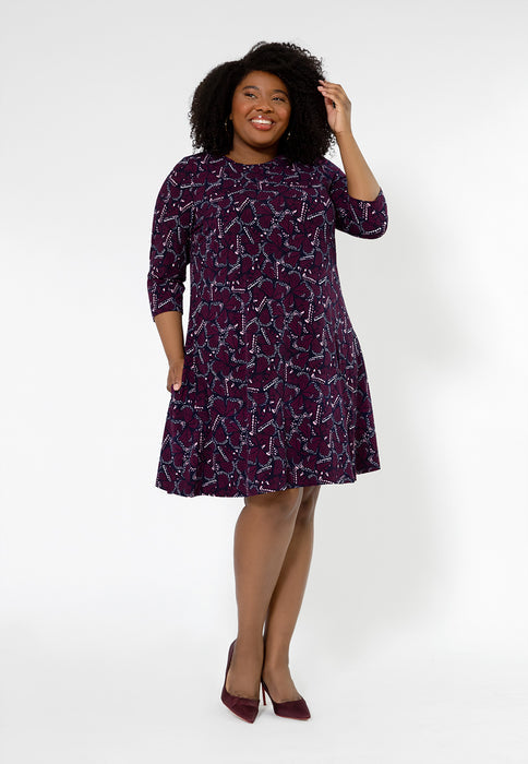 Leota Women's Melanie 3/4 Sleeve Dress (Curve) Purple Size 3X