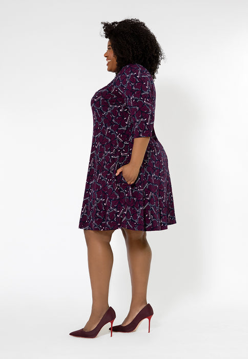 Leota Women's Melanie 3/4 Sleeve Dress (Curve) Purple Size 3X