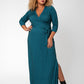 Leota Women's Perfect Wrap Maxi Dress Green Size 1X