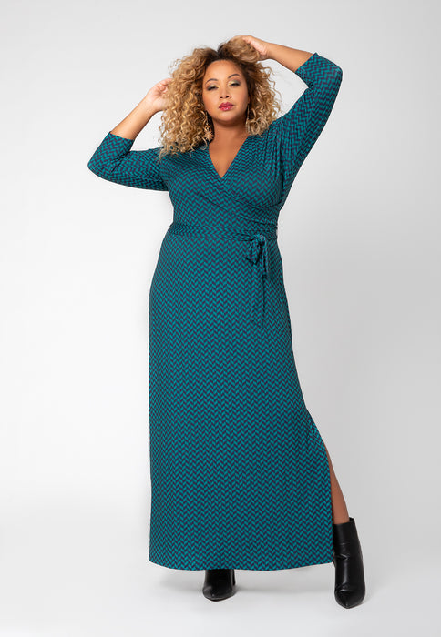 Leota Women's Perfect Wrap Maxi Dress Green Size 1X
