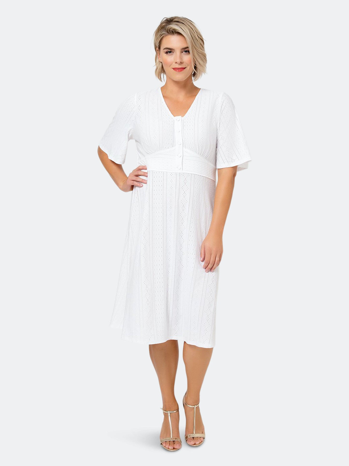 Leota Women's Solid Lord & Taylor Aaliyah Dress White Size 3X