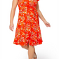 Leota Women's Monique Floral Jersey Faux Wrap Dress Orange Size 2X