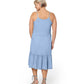 Leota Women's Esmeralda Embroidered Tiered Hem Cotton Chambray Sundress Blue Size 3X