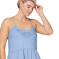 Leota Women's Esmeralda Embroidered Tiered Hem Cotton Chambray Sundress Blue Size 2X