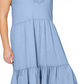 Leota Women's Esmeralda Embroidered Tiered Hem Cotton Chambray Sundress Blue Size 3X