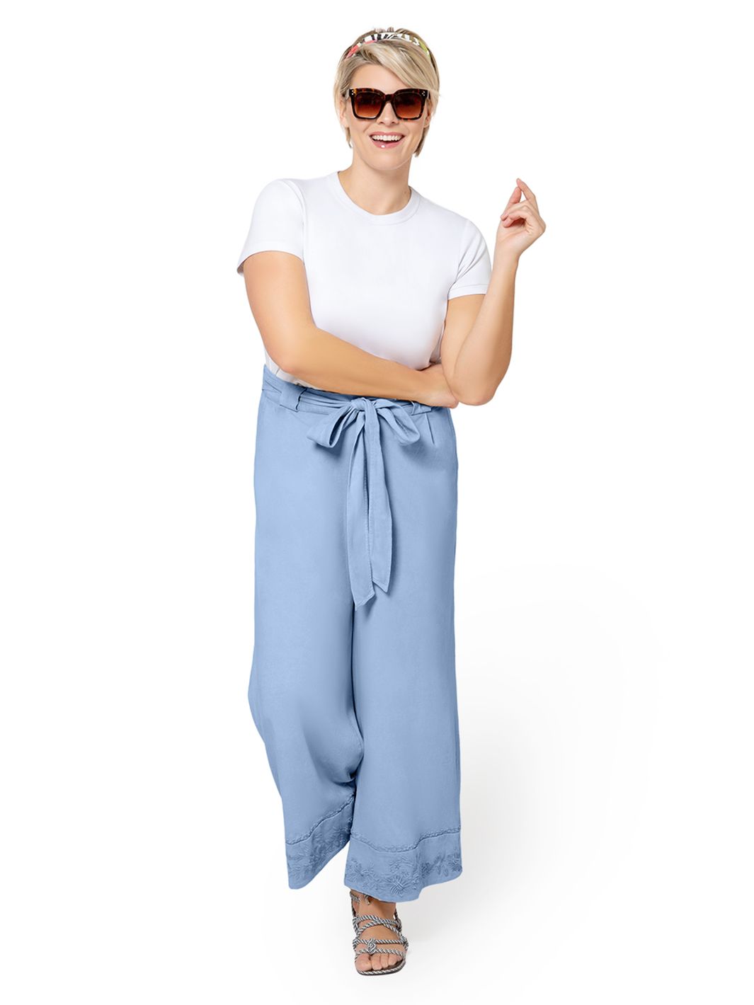 Leota Women's Chambray Lord & Taylor Lupita Culottes Dress Blue
