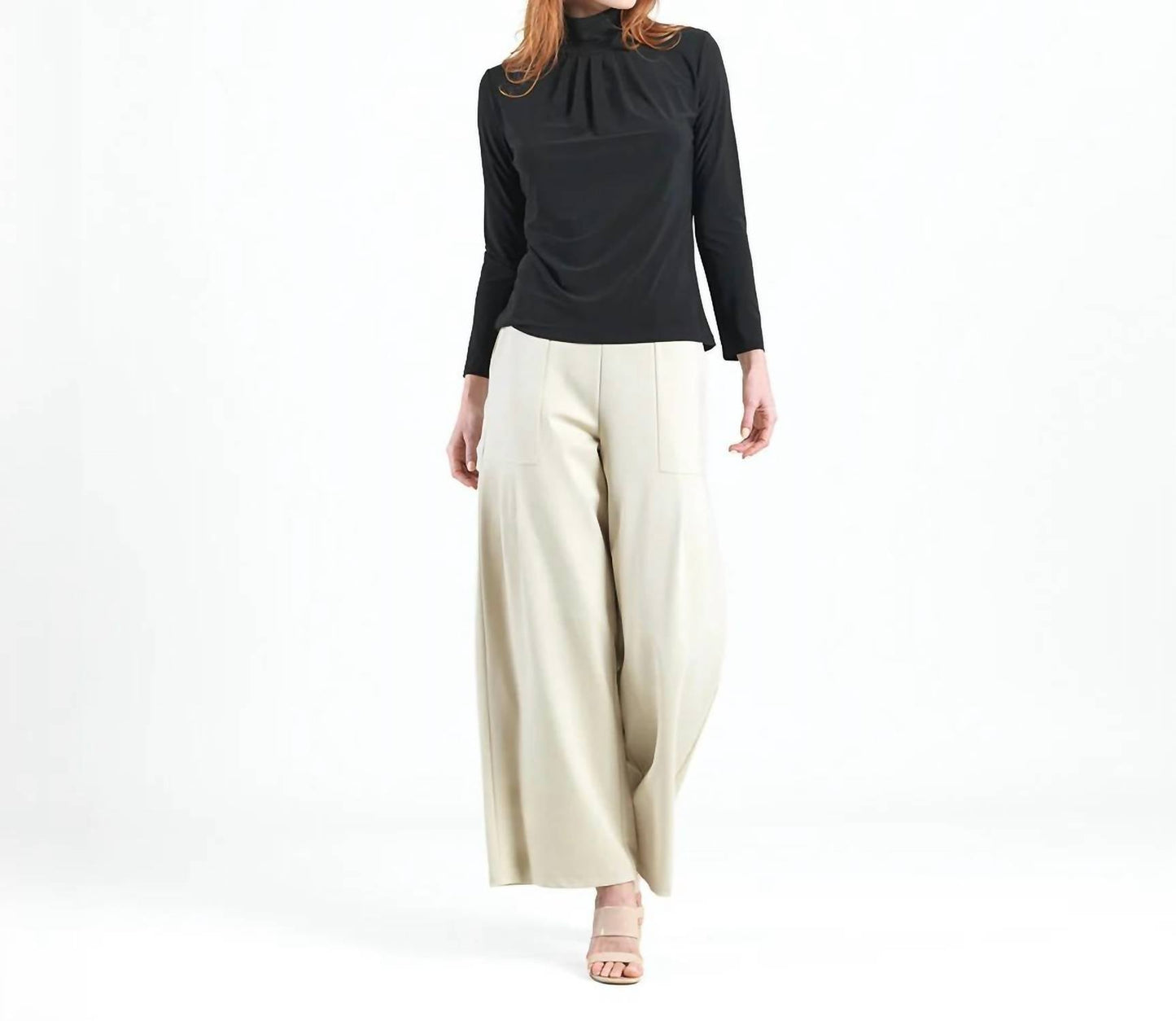 Clara Sunwoo - Mock Neck Pleated Detail Top