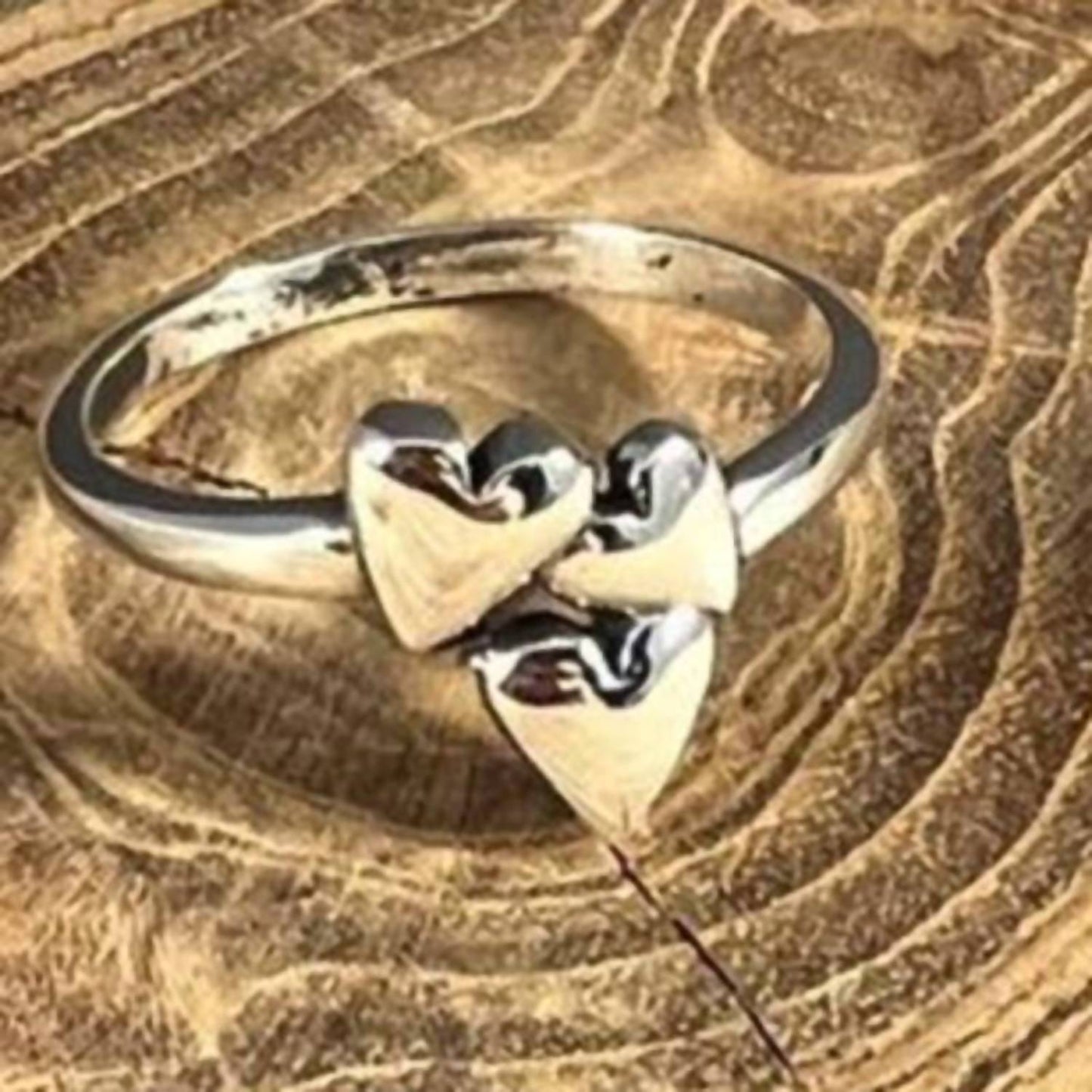 Boho Sol - Women's Triple Heart Stacker Layer Ring