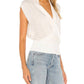 Theory - Draped Combo V Neck Silk Sleeveless Blouse