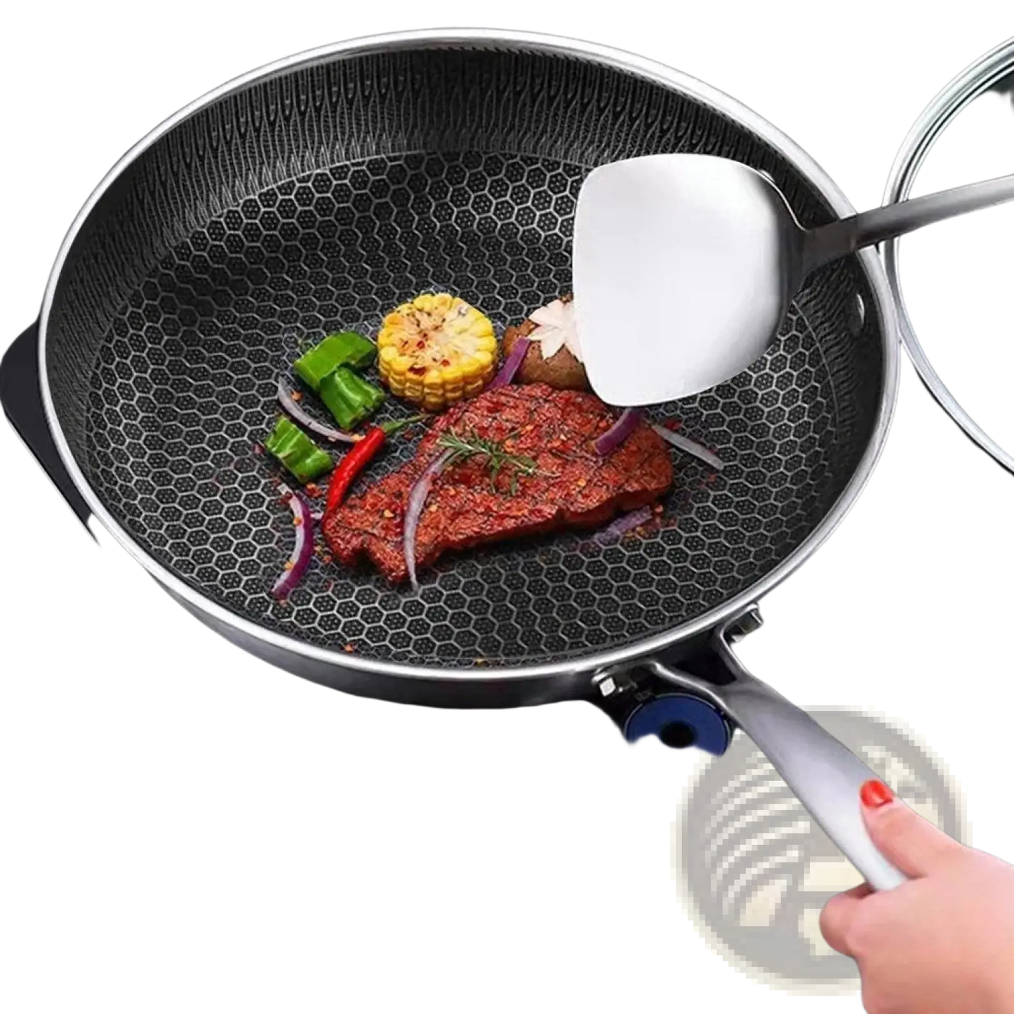 30cm Stainless Steel Hex Non Stick Induction Frying Pan