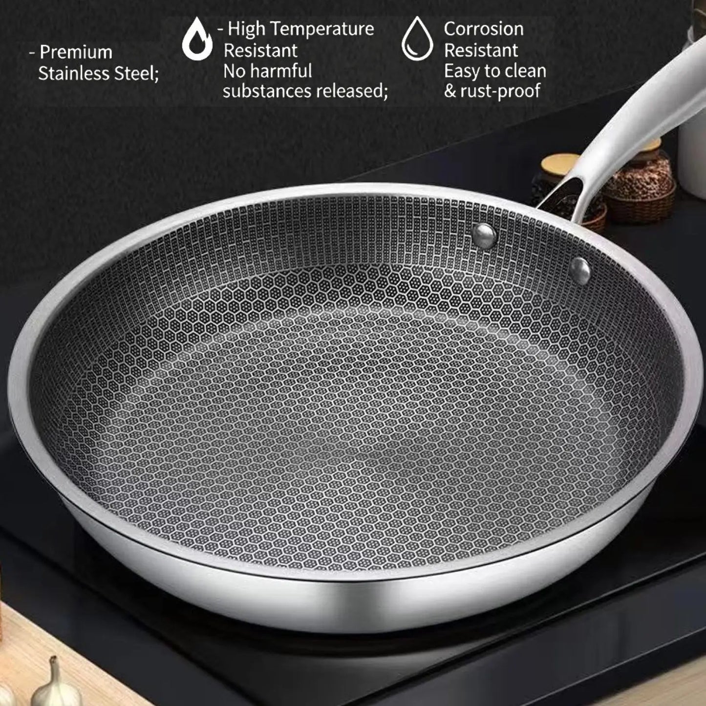 30cm Stainless Steel Hex Non Stick Induction Frying Pan