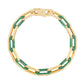 14k Yellow Gold Malachite Paperclip Gem Link Bracelet (7.00 mm)