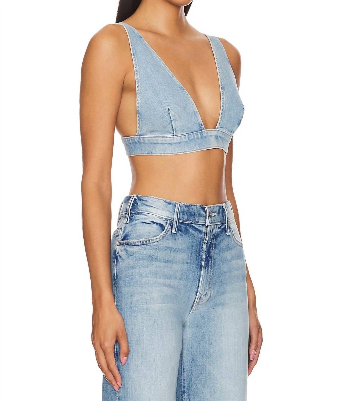 Mother - Pre-loved Tit For Tat Wash Denim Bralette