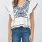 Fate - Embroidered Flutter Sleeve Blouse