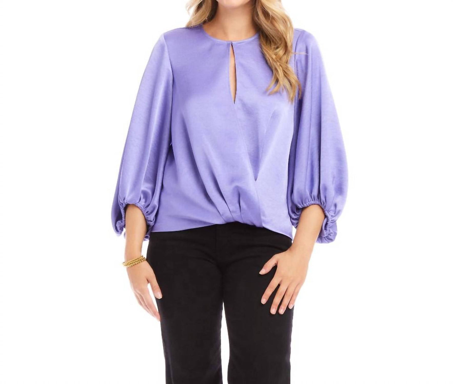 Karen Kane - Keyhole Crossover Satin Top