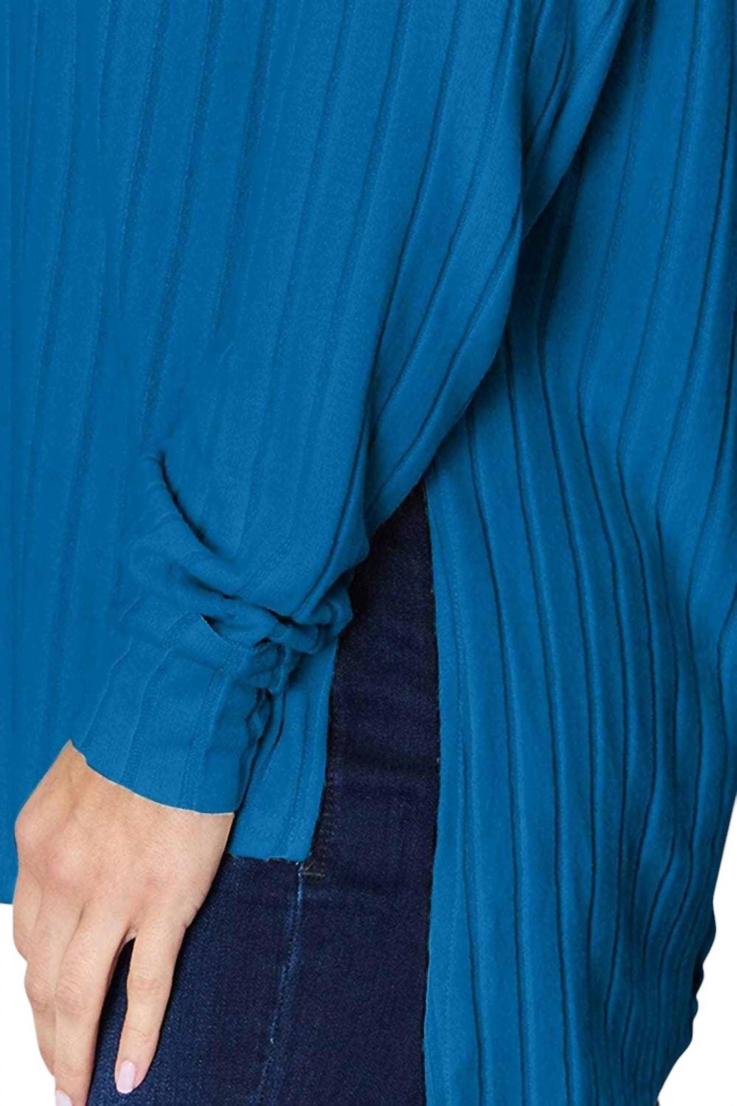 Basic Bae - Chic Ribbed Round Neck Slit Tee