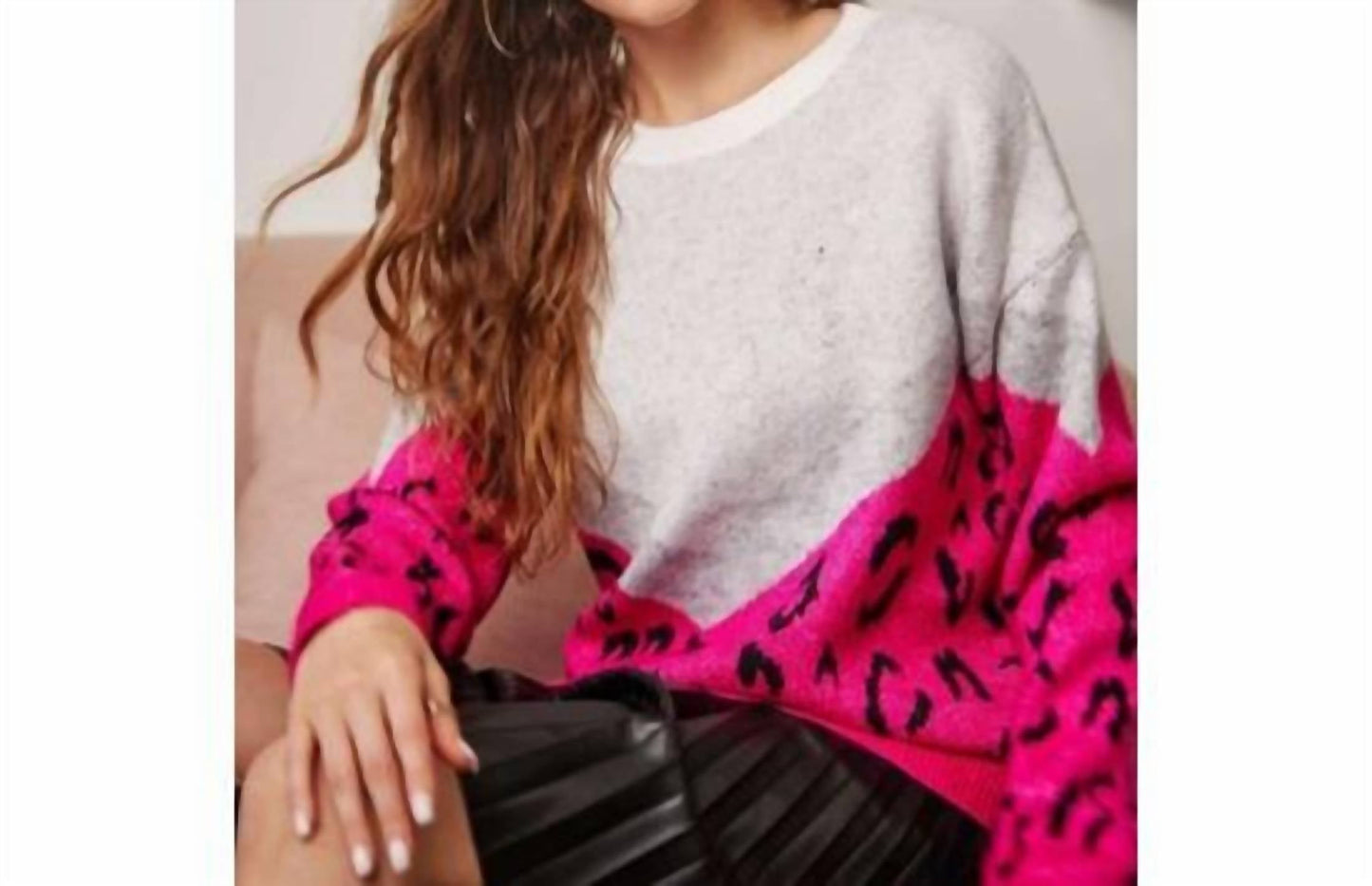 Adora - Color Block Leopard Sweater