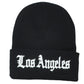 Los Angeles California City USA Adult Black Cuffed Adults Knit Beanie Hat Winter
