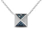 14K White Gold 1/4 Cttw Treated Blue Diamond Matte Finished Pyramid Pendant Necklace (Blue Color, SI1-SI2 Clarity) - 18" Inches