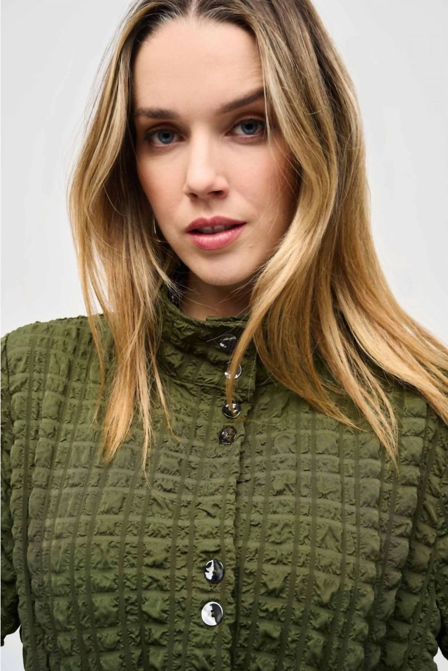 Joseph Ribkoff - Bubble Jacquard Mock Collar Jacket