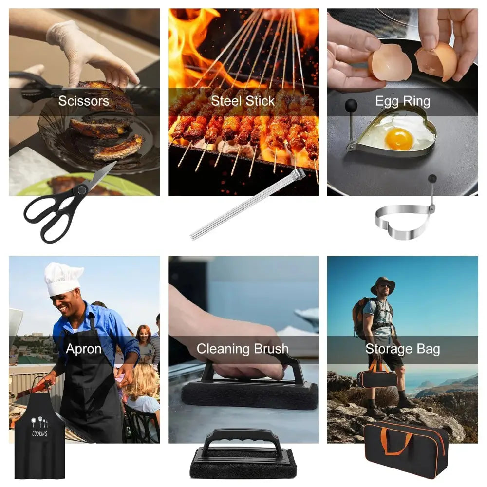 31 Piece Stainless Steel Flat Top Griddle Accessory Set