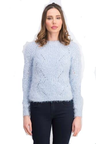 Freshman Juniors' Pointelle Chenille Sweater Halogen Blue Size Extra Small