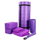 BalanceFrom Fitness 7 Piece Yoga Set with Mat, Stretch Strap, & Knee Pad, Purple