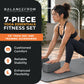 BalanceFrom Fitness 7 Piece Yoga Set with Mat, Stretch Strap & Knee Pad, Gray