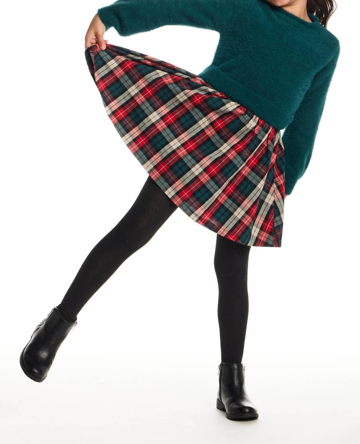 Andy & Evan - Girls Chenille Plaid Flannel Twofer Dress